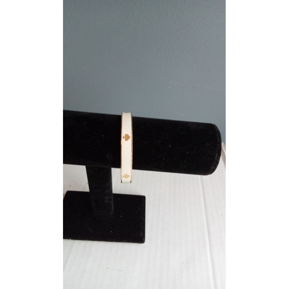 Kate Spade Bangle Bracelet Gold Spade Logo‎ Cream Enamel Designer